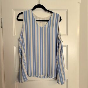 Cato Blue and White Striped Sleeveless Top
